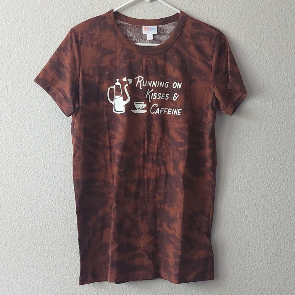NWT LulaRoe Coffee Brown Graphic Tee Size M